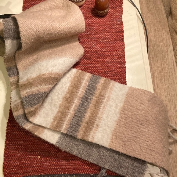 Wool blend woven felted striped scarf - Picture 1 of 8